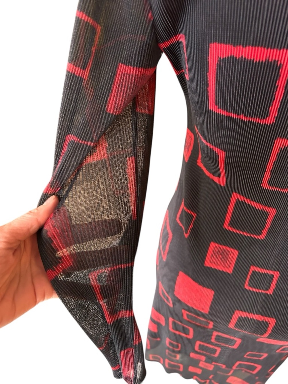 Olivia by Habitat dress Parisian pleats block party rendevous red black artsy S - Picture 5 of 8